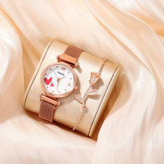 Student Digital Love Leather Watch & 5pcs Jewelry Set