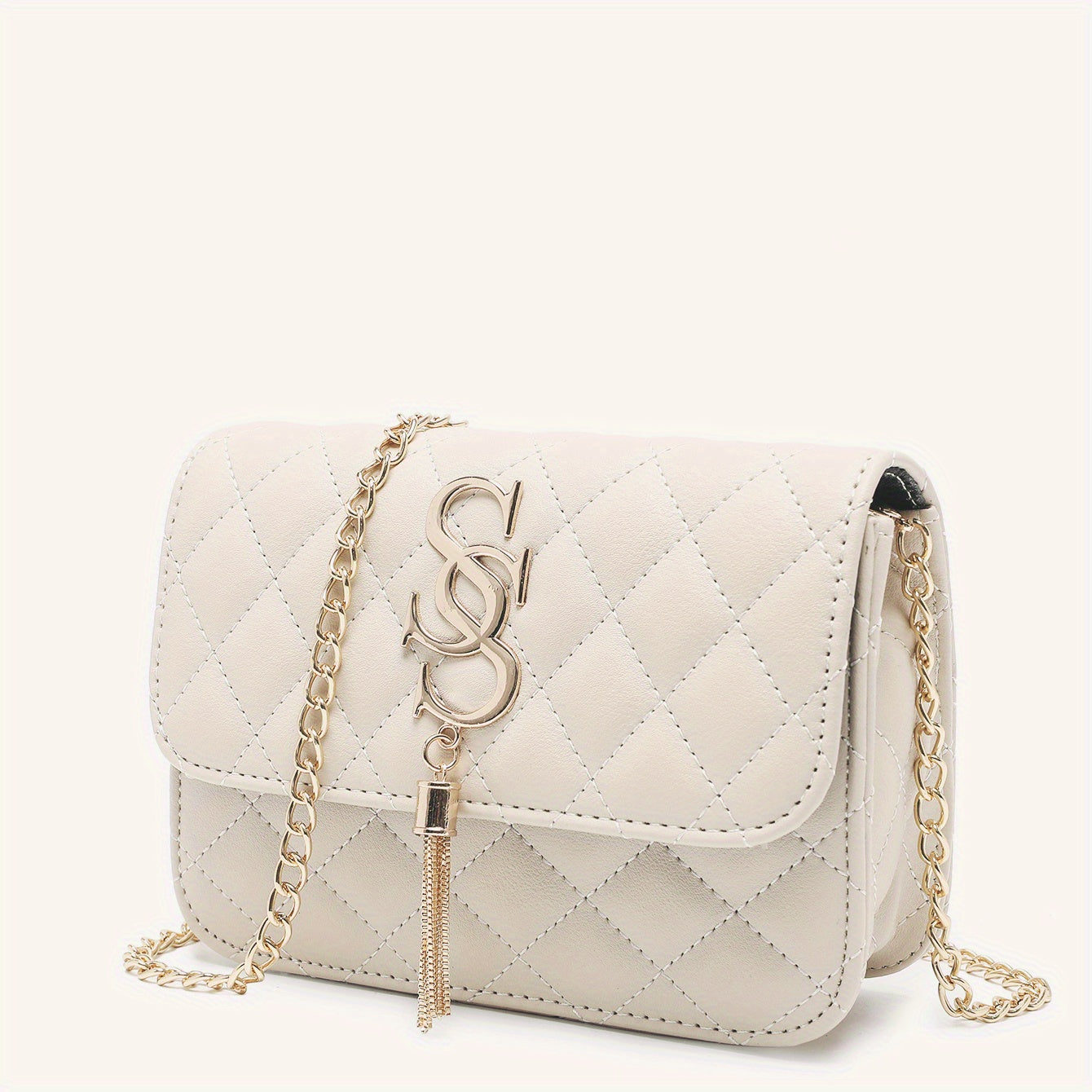 Chain Crossbody Bag Quilted Square Flap Purse Tassel Shoulder Bag