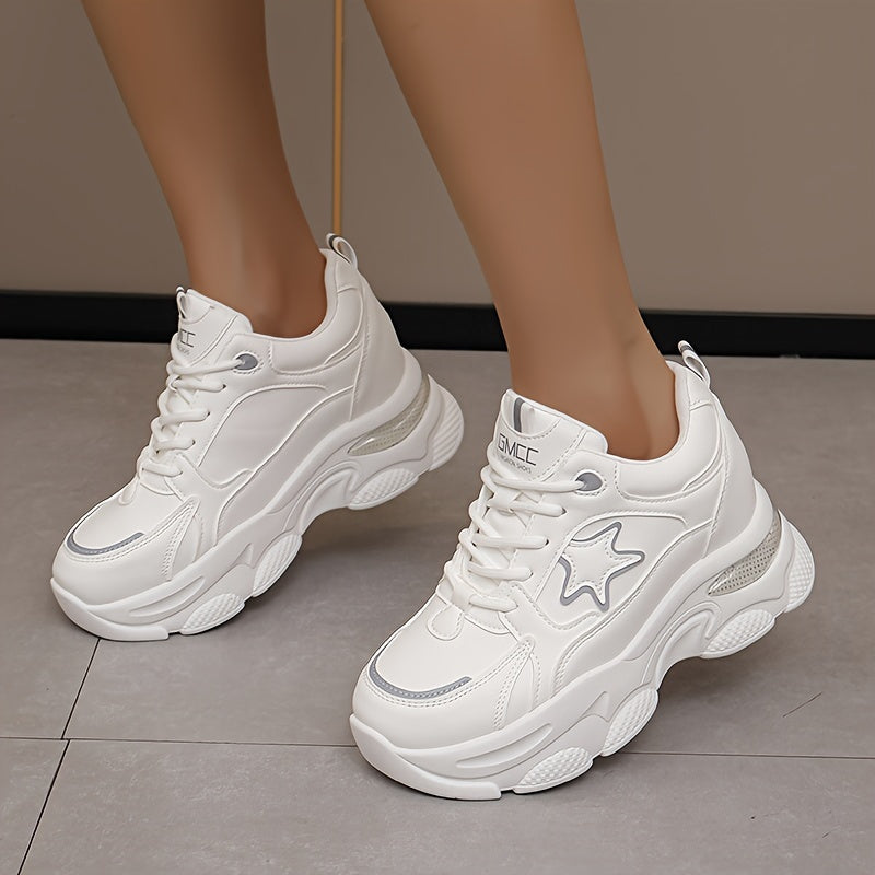 Women's Star Pattern Lace-up Platform Chunky Sneakers