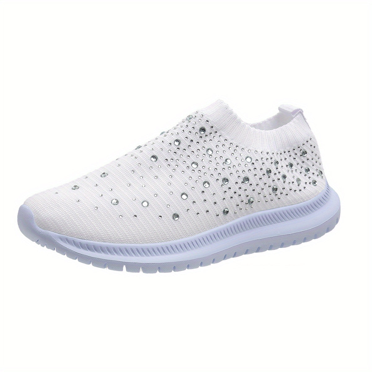 Women's Rhinestone Decor Sneakers Lace Up Slip On Shoes