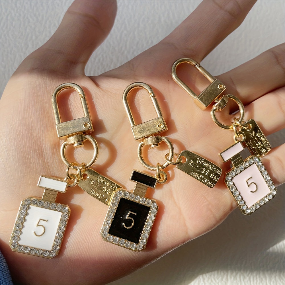 3pcs Rhinestone Perfume Bottle Keychain Key Ring Purse Bag Charm