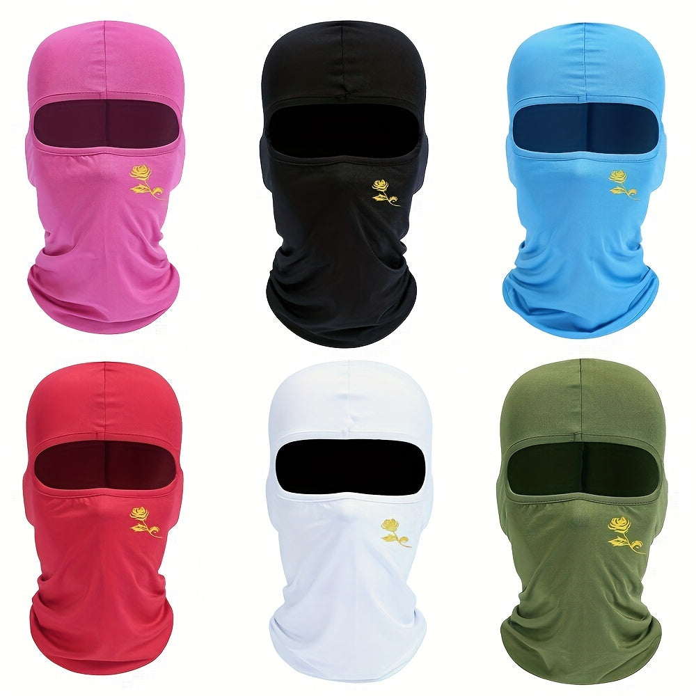 Rose Printed Mask Hood for Men and Women - Windproof and Sunscreen Sun Hat