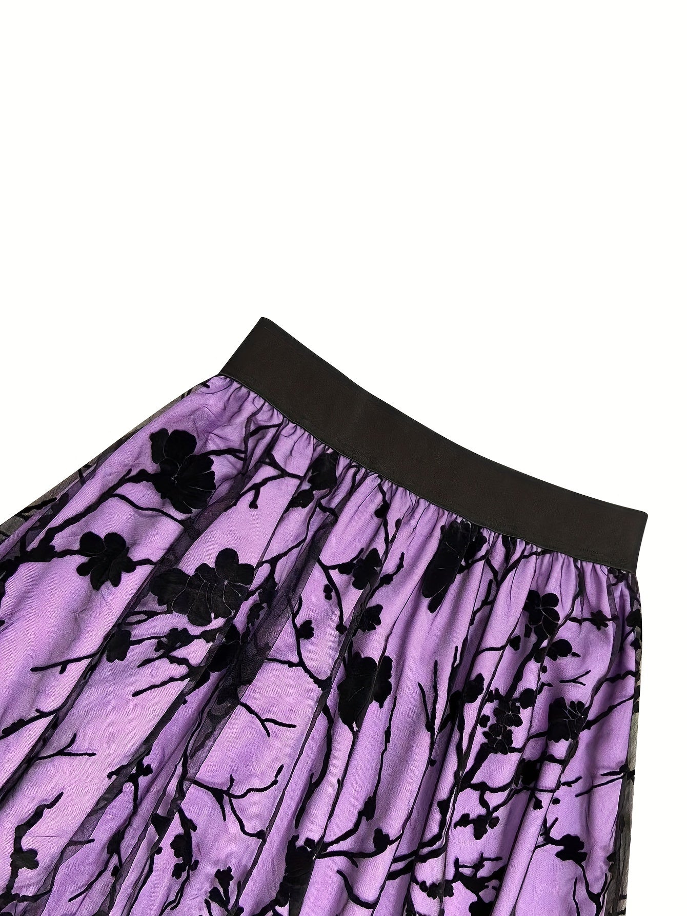 Women's Plus Floral Print High Waisted A line Swing Skirt