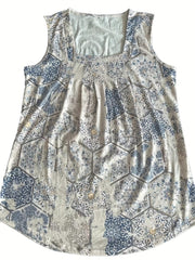 Graphic Print Square Neck Tank Top for Summer Women's Clothing