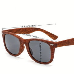 Wood Grain Sunglasses Square Mirrored UV400 Sun Shades for Driving