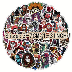 50pcs Gothic Skeleton Waterproof Stickers Guitar Skateboard Phone Laptop