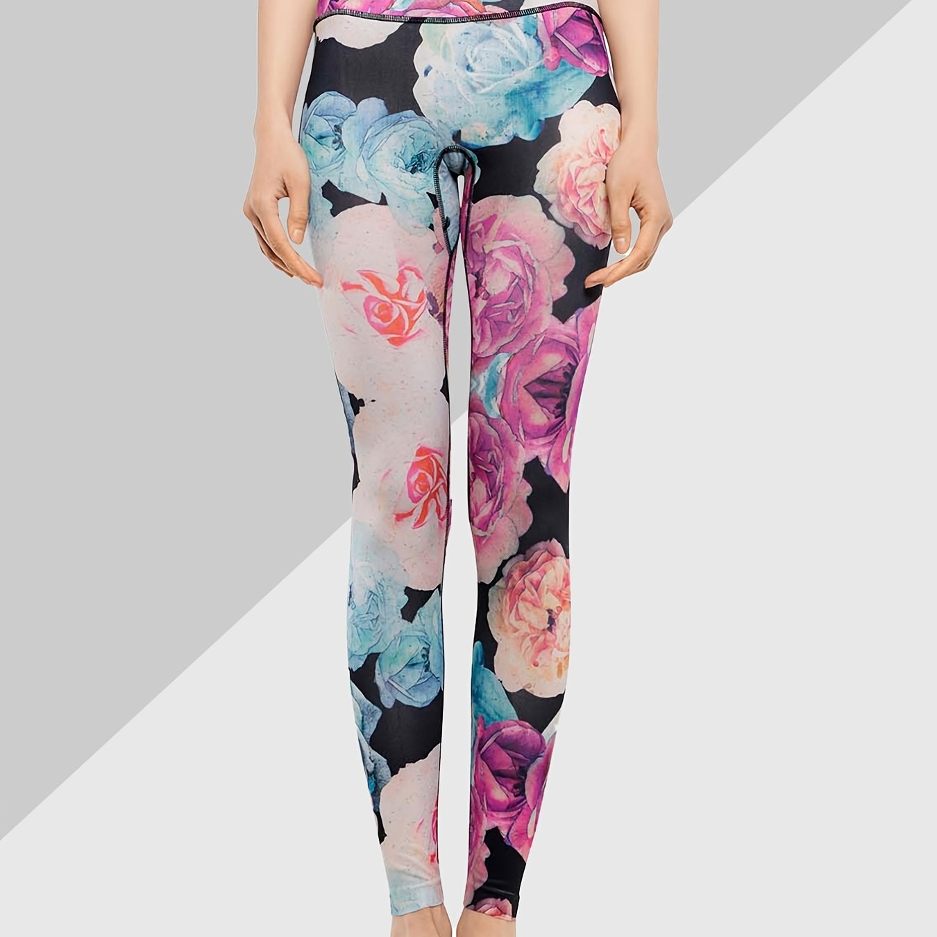 Floral Print High Waist Yoga Leggings Butt Lifting Slimming Sports Pants