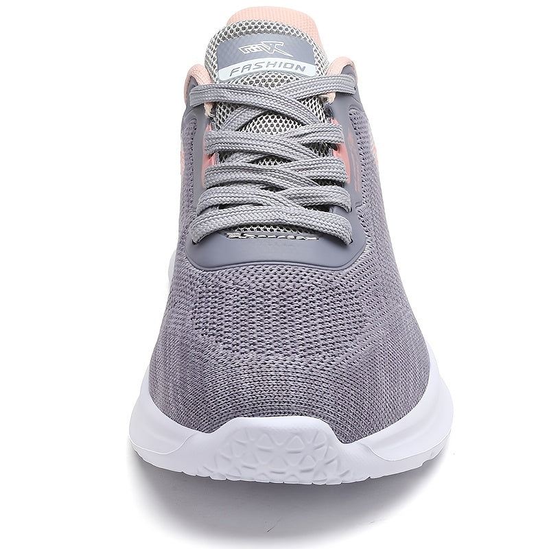 Gray & Pink Mesh Sneakers Lightweight Running Shoes Women's Footwear