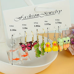 5 Pairs Girls Animal Drop Earrings for Party Birthday Gift