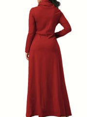 Turtleneck Maxi Dress Long Sleeve With Pockets