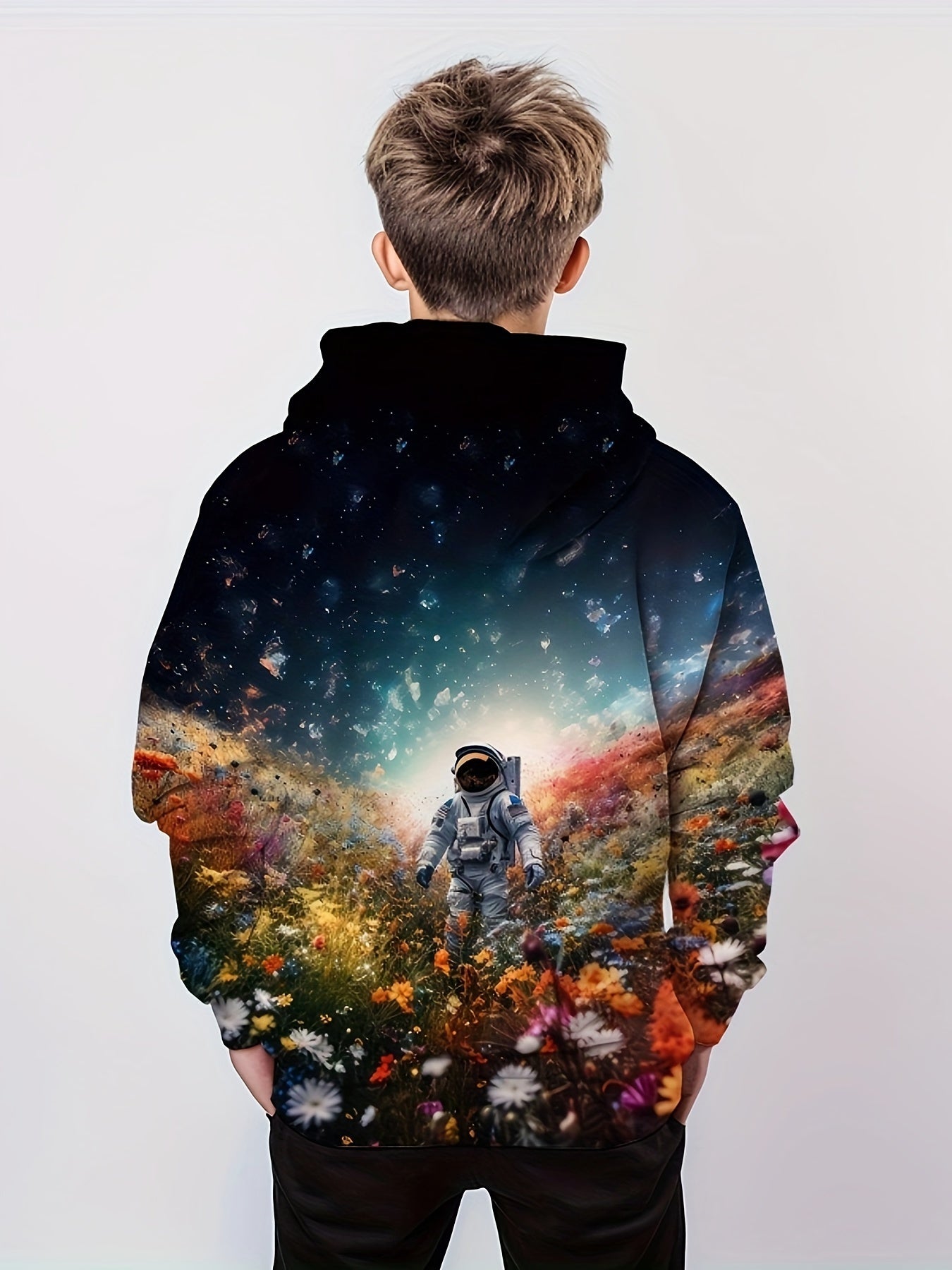 Astronaut & Flowers Ocean Pattern Hoodie for Kids