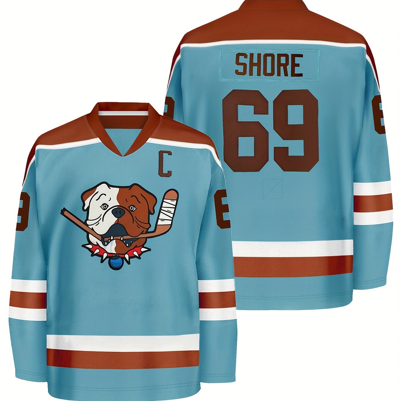 Men's Dog Print Ice Hockey Jersey 69