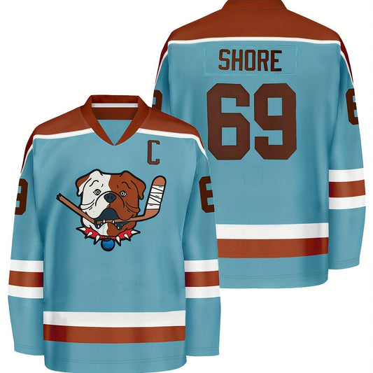Men's Dog Print Ice Hockey Jersey 69