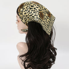 Vintage Leopard Print Satin Scarf Neckerchief Head Wrap Hair Accessories