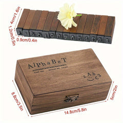 70pcs Alphabet Letter Number Wood Rubber Stamps Set With Box