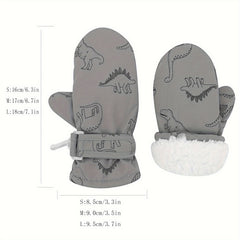 Winter Warm Lined Fleece Gloves Waterproof Snow Mitten For Kids