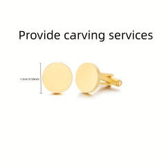 Men's Stainless Steel Button Cufflinks Square Round Shirt Cufflinks