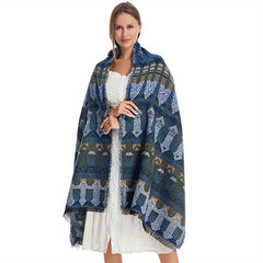 National Style Warm Blanket Fringed Shawl Wrap
