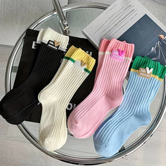 Heart Decor Colorblock Socks Women's Stockings