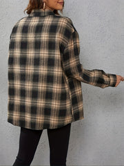 Plaid Print Button Up Long Sleeve Blouse