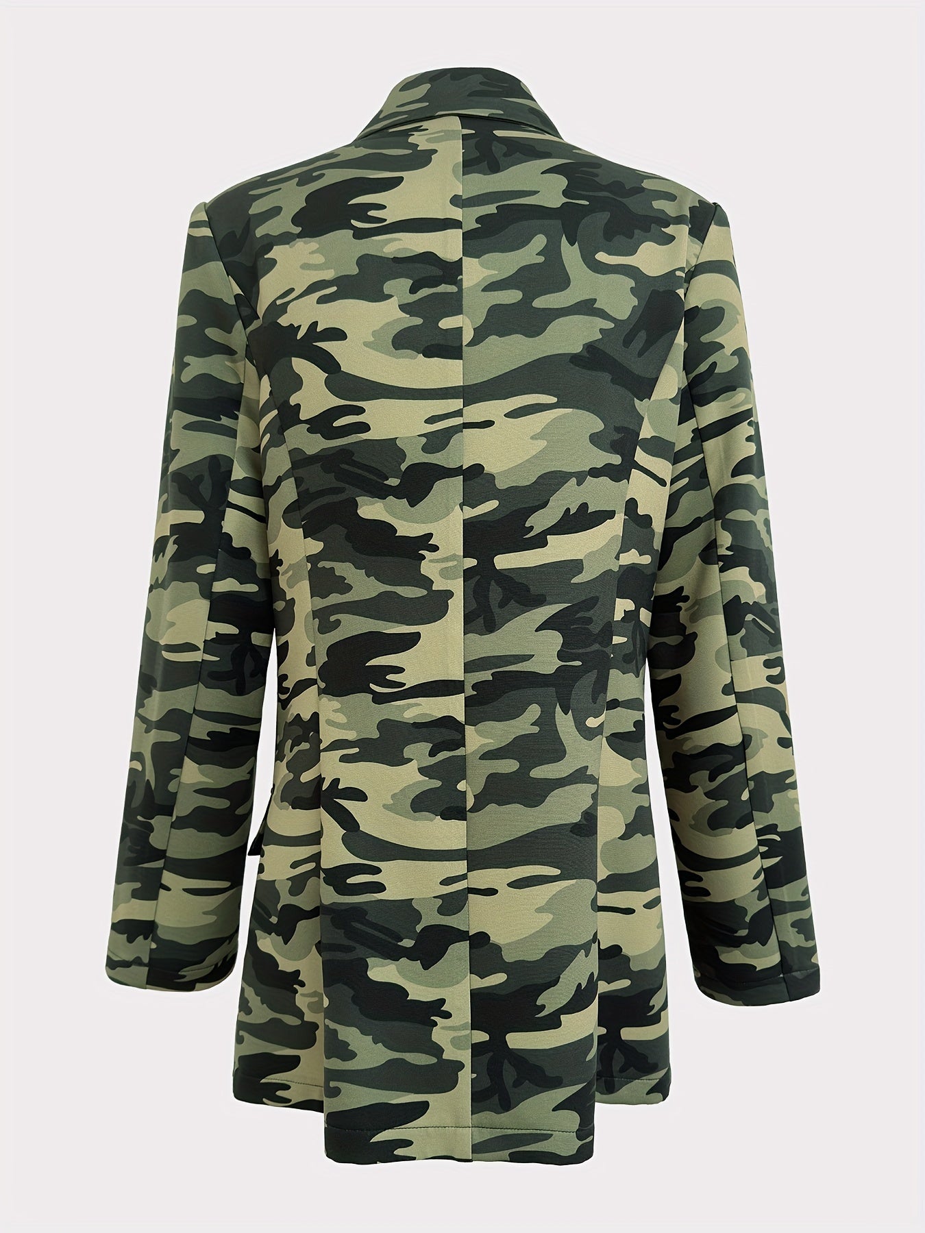 Camouflage Print Double Breasted Blazer for Women