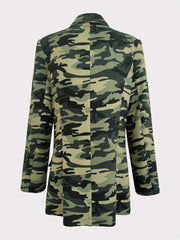Camouflage Print Double Breasted Blazer for Women