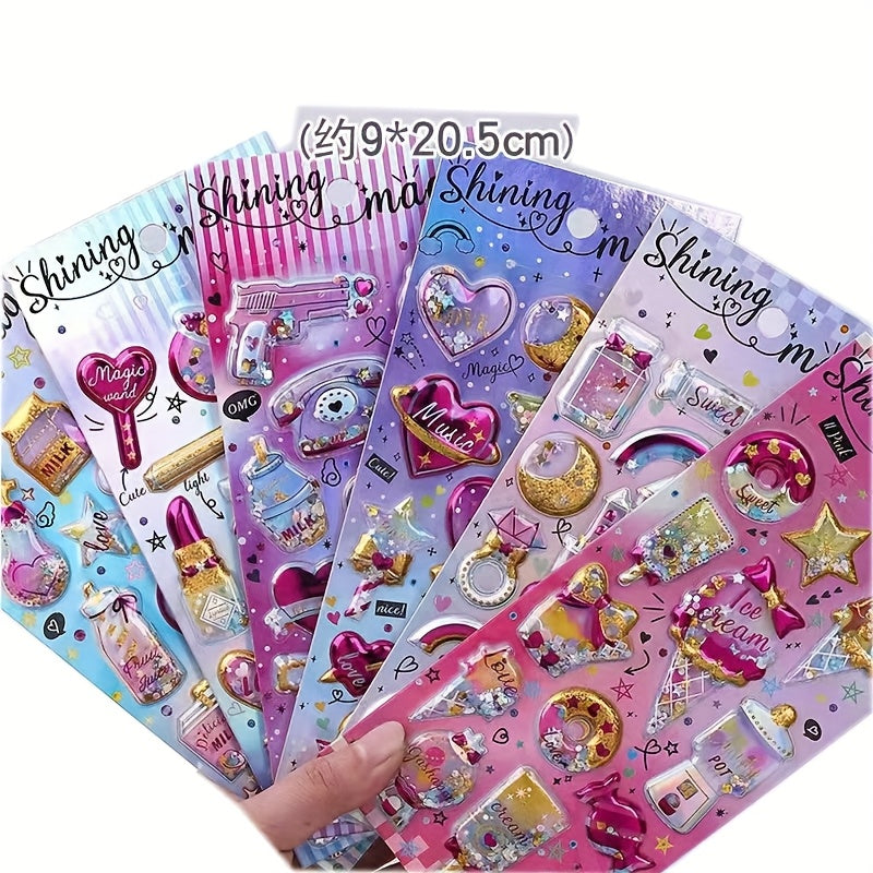 3D Gemstone Stickers Fairytale Decor Set Hearts Stars Unicorns Crowns DIY Crafts