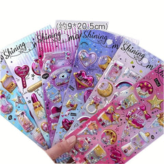 3D Gemstone Stickers Fairytale Decor Set Hearts Stars Unicorns Crowns DIY Crafts
