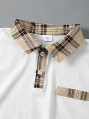Girls Preppy Patchwork Polo Top & Plaid Skirt Set Summer Clothes