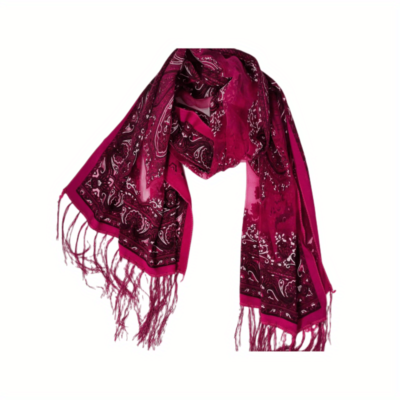 Vintage Paisley Print Scarf Tassel Shawl Hijab Head Wrap