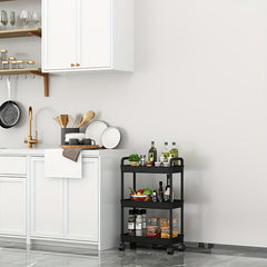 3 Tier Utility Cart Rolling Organization Cart Multifunctional Storage Shelves
