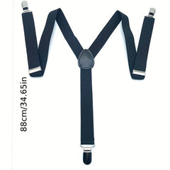 Men's Casual Business Suit Suspenders Elastic Plain Suspenders