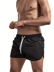 Men's Quick Drying Beach Shorts - Solid Waist Drawstring Shorts