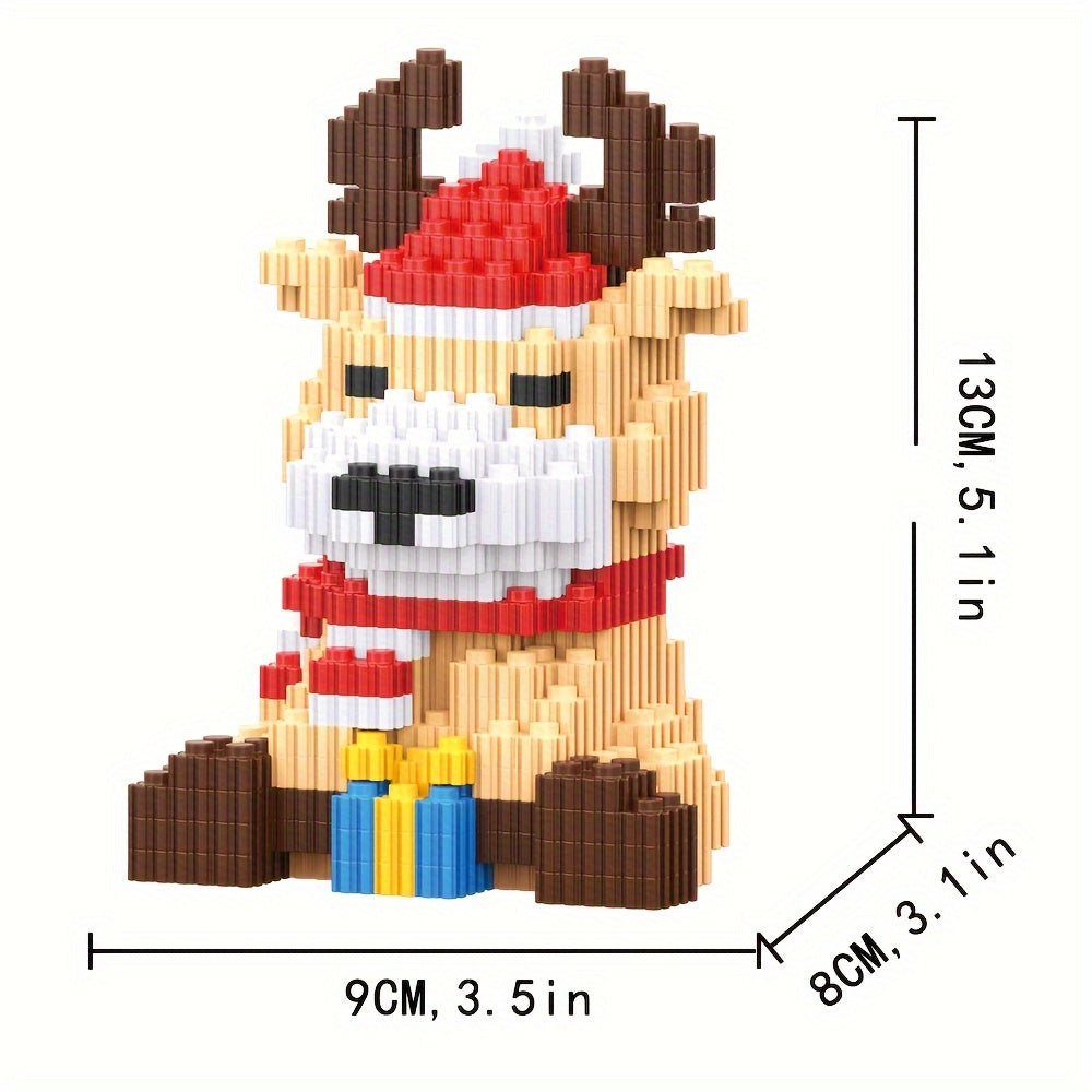 Christmas Elk Building Blocks DIY Reindeer Model Educational Toy