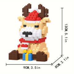 Christmas Elk Building Blocks DIY Reindeer Model Educational Toy