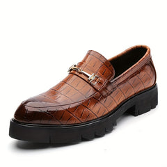 Men's Crocodile Embossed Pointed Toe Loafer Shoes