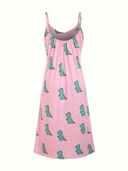 Dinosaur Print V Neck Cami Sleep Dress