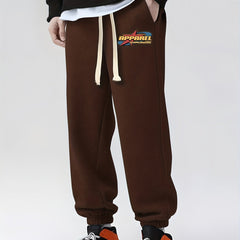 Retro Letter Print Drawstring Sweatpants Loose Fit Pants Men's Casual Joggers