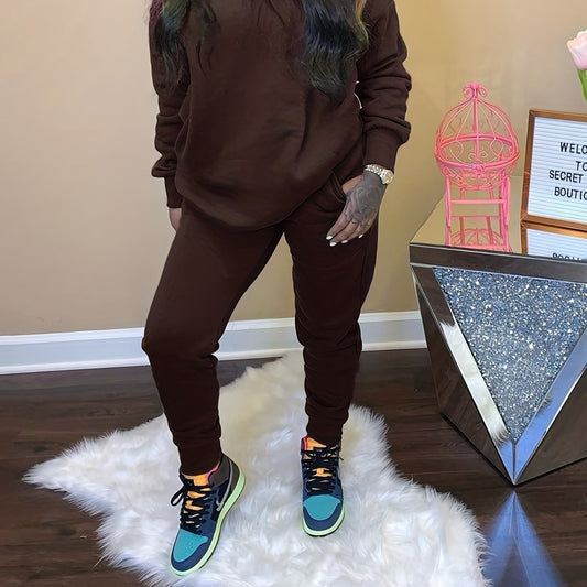 Long Sleeve Sweatshirt & Sweatpants Outfits Two Piece Set