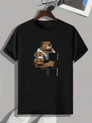 Men's Slim Fit Barbell Pattern Print Muscle Bear T-shirt