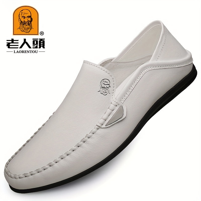 LAORENTOU Men's Leather Loafer Shoes Lightweight Non Slip Casual Shoes