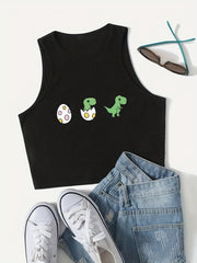 Dinosaur Print Crop Tank Top for Women