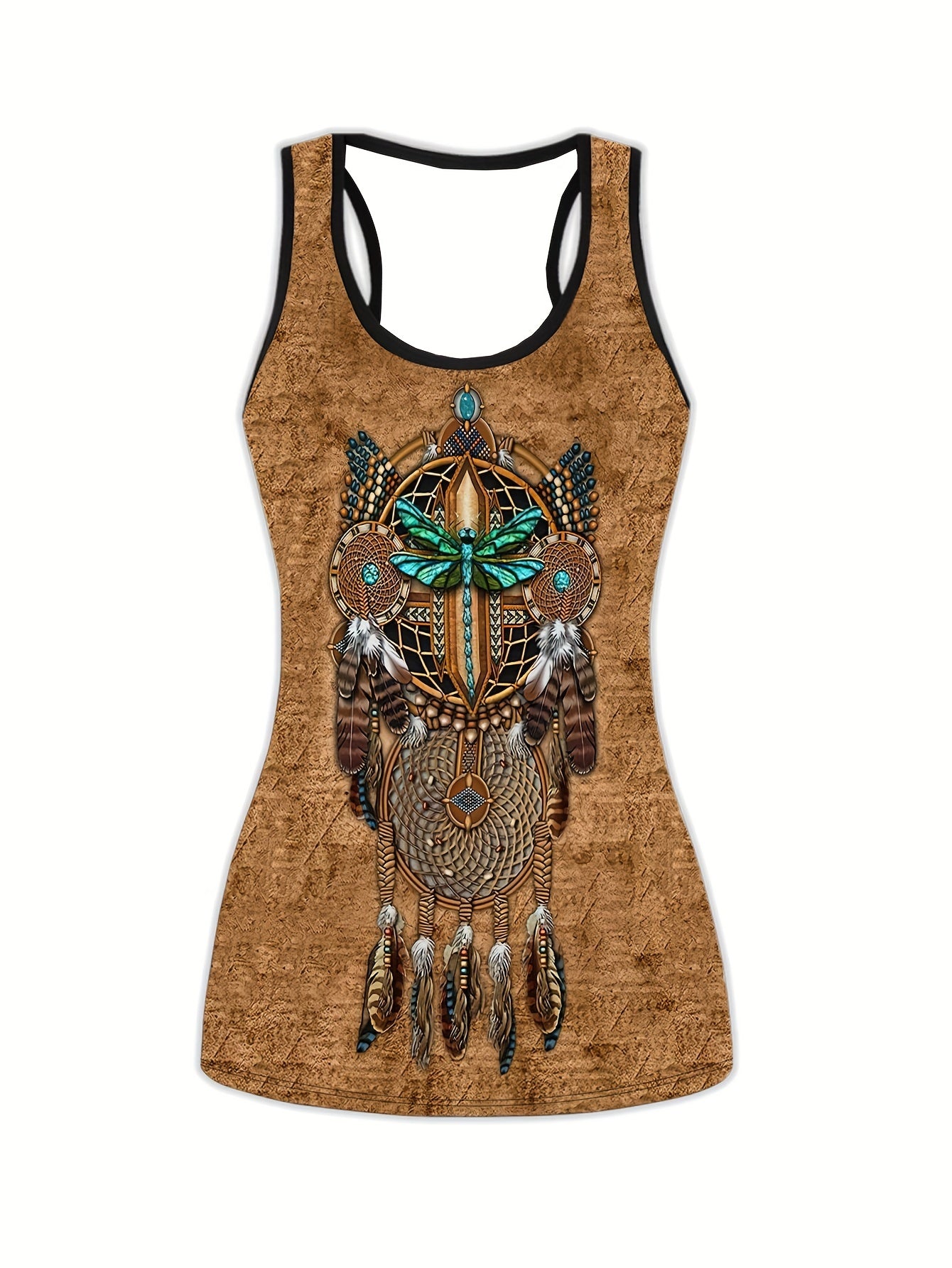 Feather Print Tank Top & Leggings Set