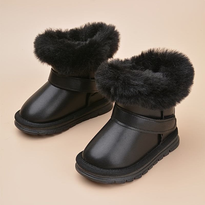 Girls' Hook and Loop Snow Boots Soft Warm Plus Fleece Outdoor Hiking Winter