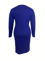 Casual Dress Women's Plus Letter Print Round Neck Split Te