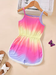 Toddler Girls Tie Dye Gradient Cami Rompers Jumpsuits