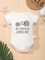Baby Boys Romper My Granddad Loves Me & Elephants Print