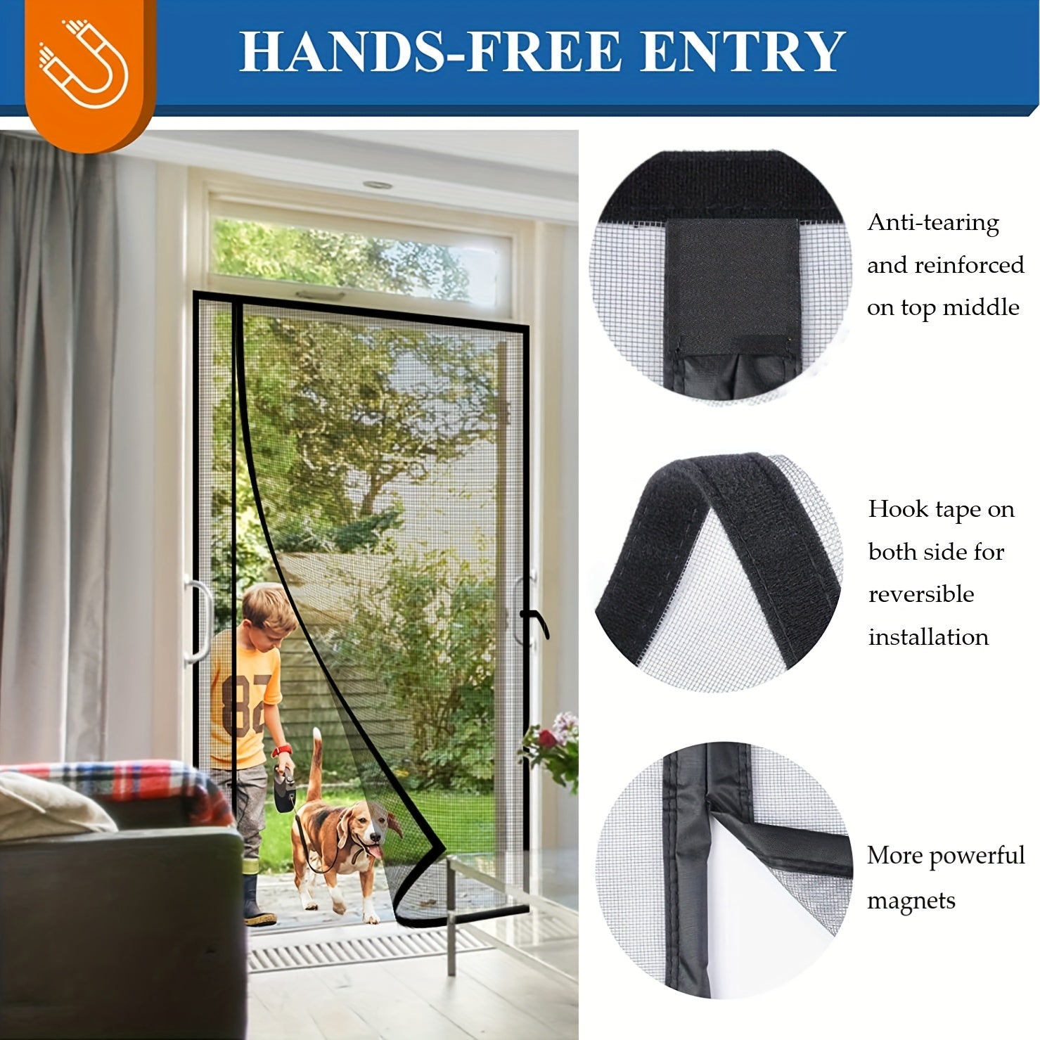 Magnetic Screen Door for Single Front Doors