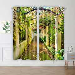 2pcs Modern Digital Printed Outdoor Curtains for Stylish Decor