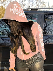 Full Zip Hooded Sweatshirts Long Sleeve Top Jacket for Women